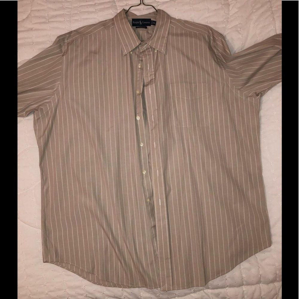 Ralph Lauren Beige Striped Men’s Button-Up Shirt